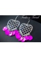 Boucles d'oreilles argentées fuchsia