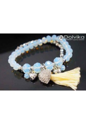 Bracelet bleu pompon