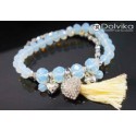 Bracelet bleu pompon